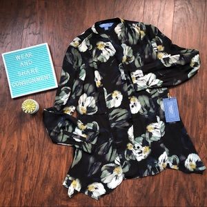 Semi Sheer Floral Top Vera Wang Black Small 4/6